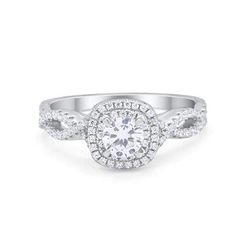 Infinity Twisted Shank Wedding Ring Simulated Cubic Zirconia 925 Sterling Silver